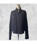 Lafayette 148 NY Black Silk Jacket Zip Front Stand Up Collar-Women&#39;s Siz... - $66.45