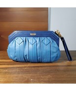 Perlina Wristlet Large Soft Genuine Blue Leather Geometric Folded Zipper... - £96.78 GBP