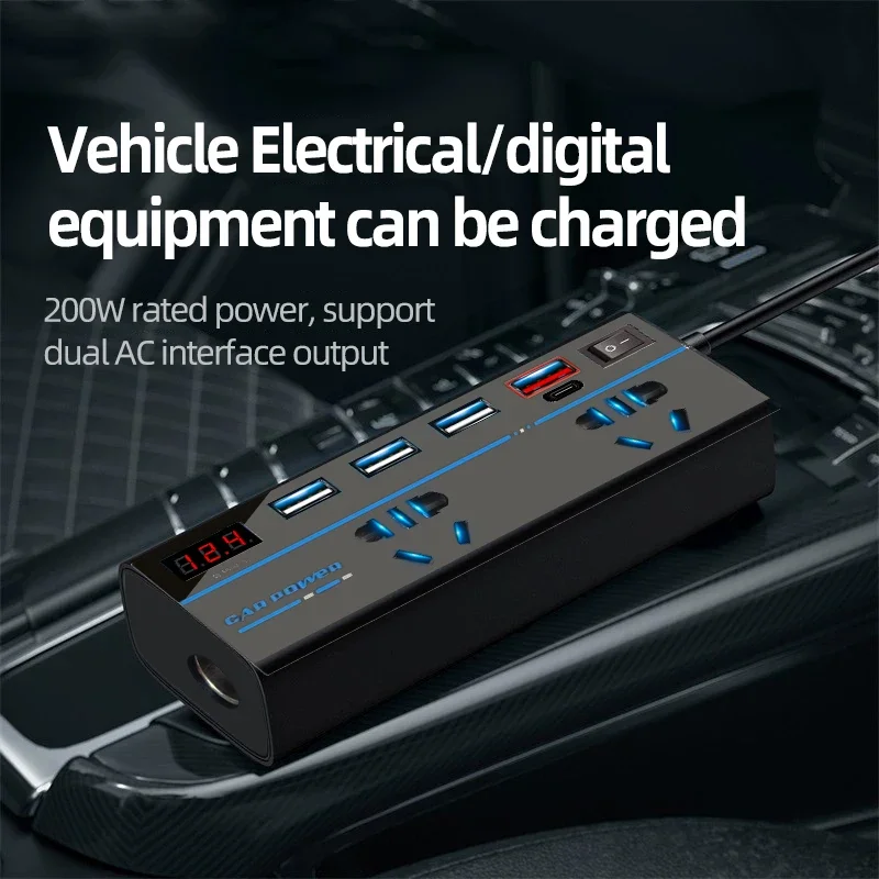 200W Car Power Inverter 12/24V 110/220V Transformer Converter Inversor Power - £12.80 GBP