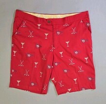 Loudmouth Golf Shorts 40 19th Hole Flag Red W/Golf Clubs And Martini Emb... - $31.20