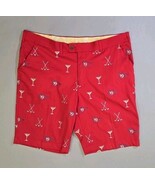 Loudmouth Golf Shorts 40 19th Hole Flag Red W/Golf Clubs And Martini Emb... - $31.20