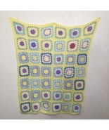 Crochet Baby Blanket Granny Square Afghan Yellow Blue Aqua Purple Pink W... - £31.47 GBP