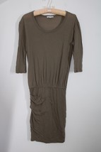 Standard James Perse 0 XS Brown Cotton Crepe Jersey Blouson Dress WUC6734 - £45.55 GBP