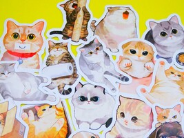 Cats Watercolour Stickers Pack, 40 PCS a pack, Waterproof, Reusable, Ver... - $8.85 CAD