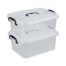 8 L Clear Plastic Storage Box With Handle, 2-Pack - £35.27 GBP