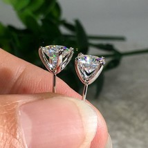 S925 Sterling Silver Color Cute Simple Bling Zircon Stone Stud Earrings Women We - £6.92 GBP