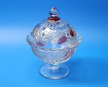 Westmoreland 8&quot; Ruby Red Flashed Glass Pedestal Candy Dish Compote With Lid - $29.67