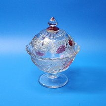 Westmoreland 8&quot; Ruby Red Flashed Glass Pedestal Candy Dish Compote With Lid - £22.16 GBP