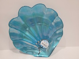 Colorina Aqua Blue Iridescent Seashell Clam Platter Home decor - £27.56 GBP