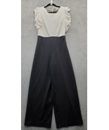 Thalia Sodi Overall Jumpsuit Women&#39;s Medium Cream Black Cap Sleeve Tie Z... - $50.97 CAD