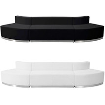 Black White Leather* Curved 3 Pc Reception Sectional Hotel Conference Rm... - £1,611.99 GBP