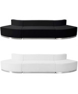 Black White Leather* Curved 3 Pc Reception Sectional Hotel Conference Rm... - $3,314.22 CAD