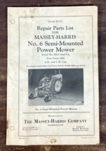 Vintage 1944 Massey-Harris No.6 Semi-Mounted Power Mower Repair Part Lis... - $14.84