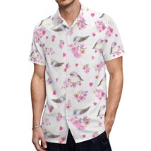 Mondxflaur Flower Bird Button Down Shirts for Men Short Sleeve Pocket Ca... - £20.74 GBP