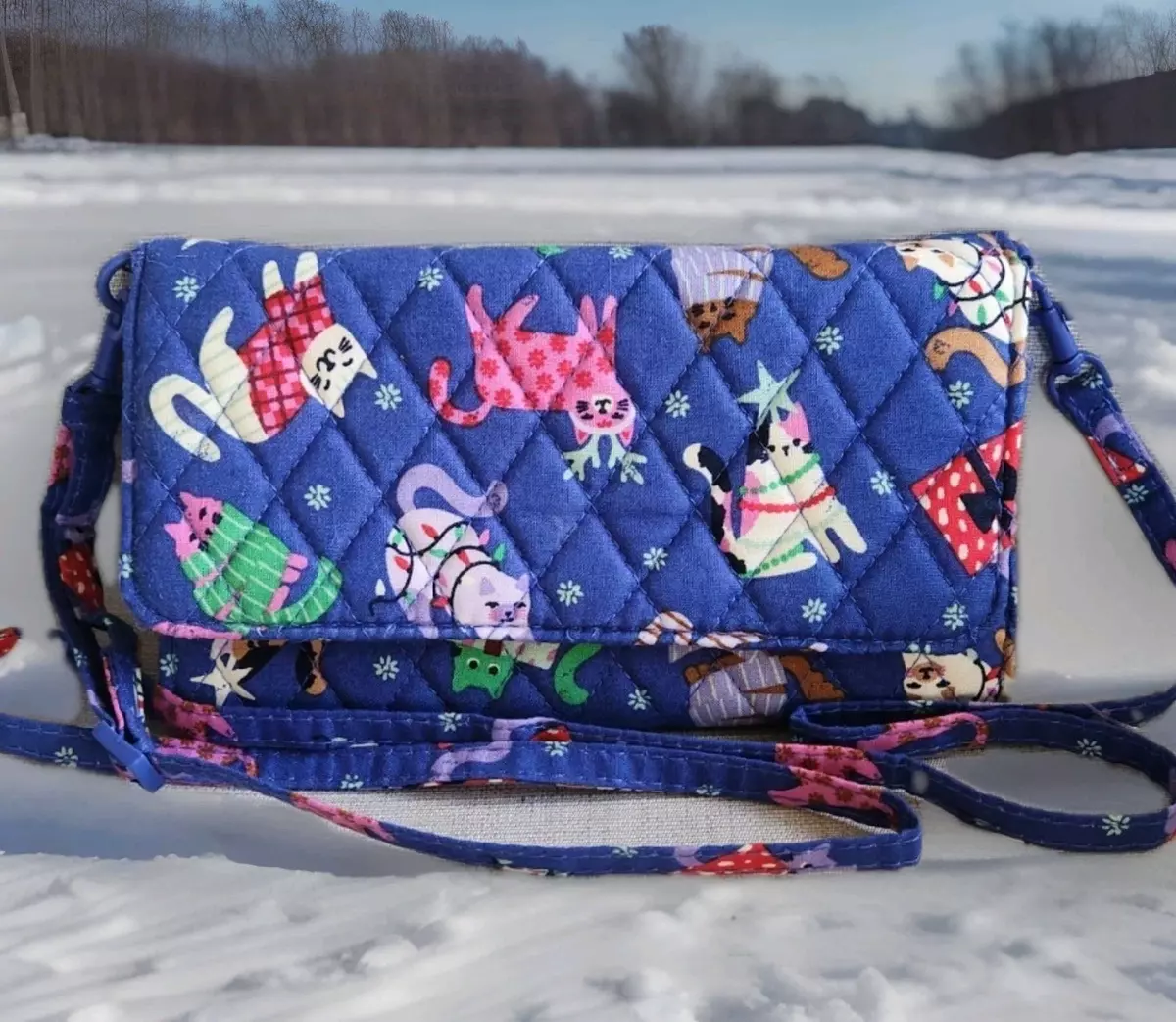  Vera Bradley Catnip Christmas Wallet Crossbody  - $25.00