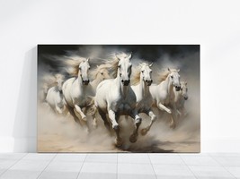 Running Horses Canvas Wall Art Painting, White Horses Poster, Large Animal Art - £17.13 GBP+