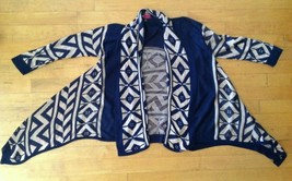  Say What Cardigan Women&#39;s Size Small Navy/ Pink Aztec Print Open Cardigan  - £13.14 GBP