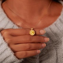 Sunflower Shape 18K Gold-Plated Pendant Necklace - $21.71