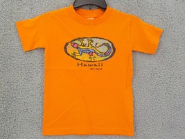 YOUTH ORANGE T-SHIRT SZ S (6-8) HAWAII COLORFUL GECKO LIZARD WISCONSIN D... - $9.99