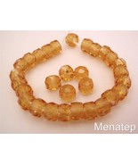 25 6 x 4mm Czech Glass Faceted Crow Beads: Topaz - $2.25