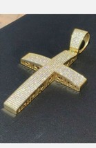 14k Gold Plated 925 Silver Mens Large Cross 5ct Moissanite BIG HipHop - £145.54 GBP