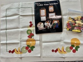 Annie Designs Color Your Kitchen Cross Stitch Book &amp; Partially Completed Pieces - £14.14 GBP