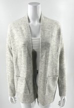 Olivia Warren Cardigan Sweater Sz Medium Gray Open Front Pockets Alpaca ... - £27.25 GBP