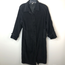 Vtg Newport News Womens Black Coat Size 7/8 Corduroy Button Front Duster... - £26.09 GBP