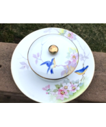 Nippon Blue Bird Pattern Cheese and Cracker Plate Hand Painted 1891-1921 - £35.86 GBP