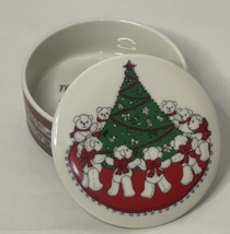 Enesco Christmas Trinket Box Round Porcelain with Lid Lucy Rigg Vintage 1979 - £19.07 GBP