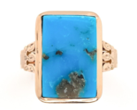 10k Rose Gold Victorian Kingman Genuine Natural Turquoise Ring Size 6.5 ... - £504.07 GBP