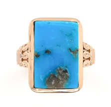 10k Rose Gold Victorian Kingman Genuine Natural Turquoise Ring Size 6.5 (#J6564) - £504.07 GBP