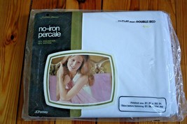 NIP Vtg JC Penney Fashion Manor No-Iron Percale White Double Flat Sheet - £12.15 GBP