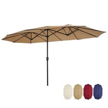 15X9Ft Large Double-Sided Rectangular Outdoor Twin Patio Market Umbrella W/Crank - £122.87 GBP