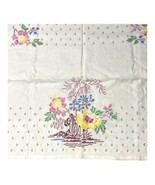 Vintage Floral Tabelcloth Detailed Cross Stitched Napkins 7 56”x74” Cott... - $48.61