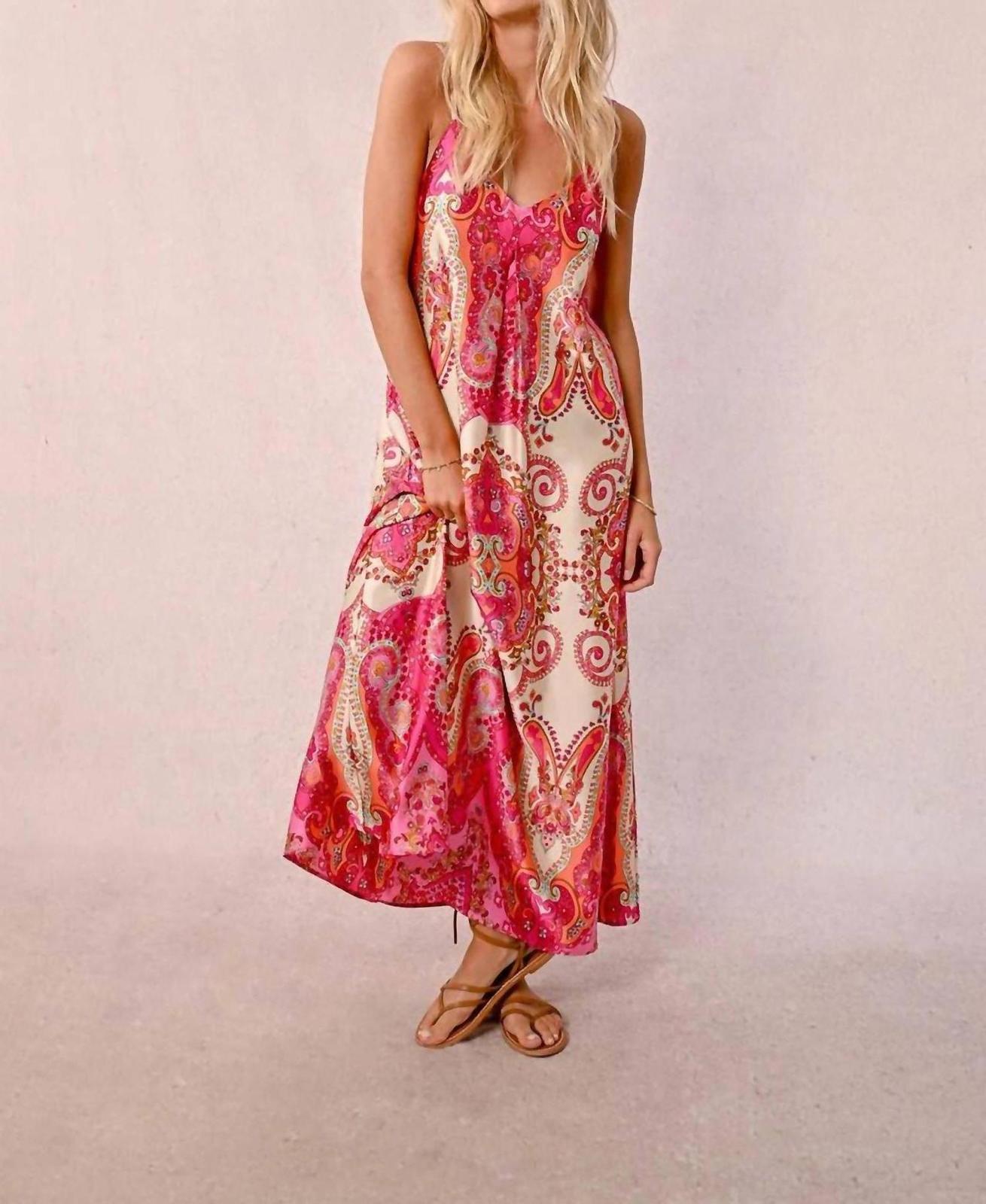 Molly Bracken Women&#39;s Daphne Long Satin Dress Pink - $64.00