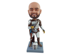 Custom Bobblehead Bounty hunter wearing spacial outfit and cape ready to blast p - £70.10 GBP