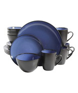 Gibson Soho Lounge 16 Piece Round Glaze Dinnerware Plates Bowls Mug Blue - $81.48 CAD