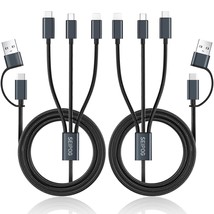Multi Charging Cable 5 In 1, 2 Pcs 4Ft Usb C/A Multi Charger Cable To Type-C/Mic - £15.16 GBP