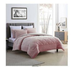 Swift Home Soft Plush Reversible Comforter Set Coral Fleece Rose Full Queen Poly - £45.45 GBP