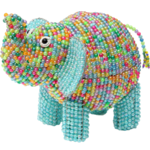 Colorful Beaded Elephant Lamp – Handmade by Haitian Artisans. - $68.95