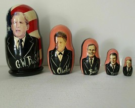 AMERICAN PRESIDENTS RUSSIAN NESTING DOLLS BUSH&#39;S CLINTON REAGAN CARTER - $327.76 MXN