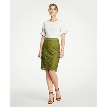 NWT Womens Petite Size 12 12P Ann Taylor Green Floral Lace Overlay Skirt - £25.47 GBP