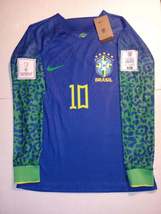 Neymar Jr Brazil 2022 World Cup Qatar Match Slim Away Long Sleeve Soccer Jersey - £110.62 GBP