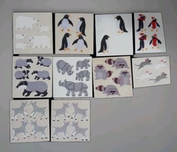 Vintage 80s Sandylion Raccoons Badgers Rhinos Goats 10pc Fuzzy Sticker Lot - $148.50