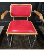 Vintage Mid-Century Modern Cesca Chair Red Wooden Chrome Made in Italy - $5,359.85 MXN