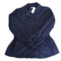 Ann Taylor LOFT Navy Blue Button Up Twill Utility Jacket Size S NWT - £52.69 GBP