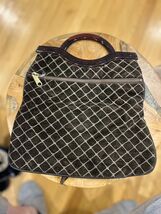 Vintage Brown Velvet Handbag w/ plastic (bakelite?)Handle - $49.50