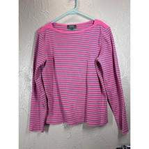 Lauren Ralph Lauren Top Women&#39;s Pink Striped Preppy Long Sleeve Size Large  - $19.95