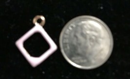 Diamond Shaped Pink Enamel Bangle Pendant charm K2 or Necklace Charm - $12.30